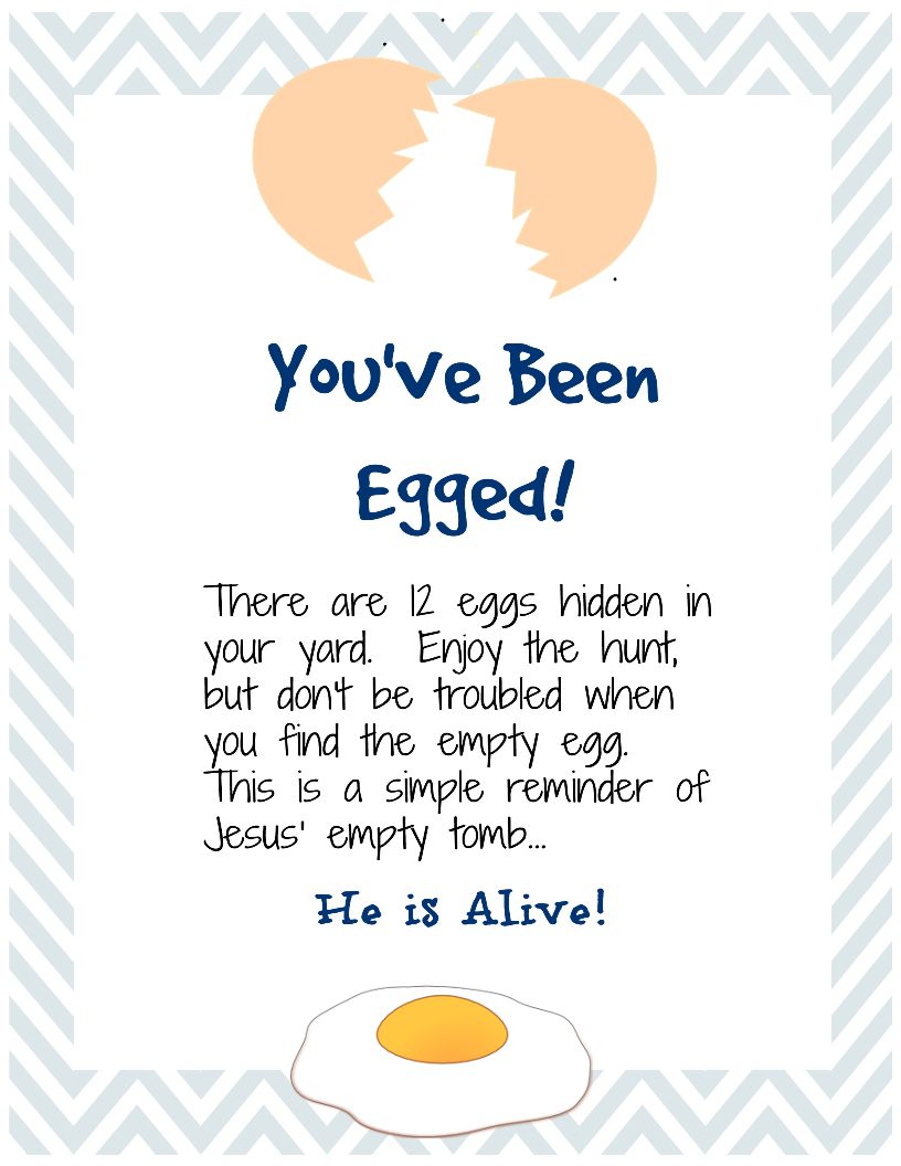 You've Been Egged free Printable