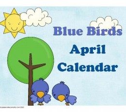 Blue Birds April Calendar Set