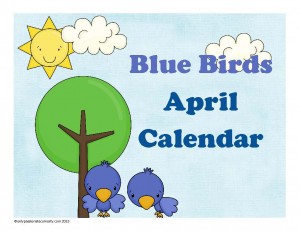 Blue Birds April Calendar Set