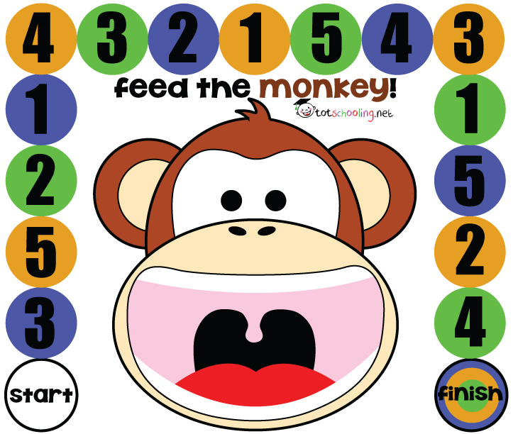 Free Printable Math Game For Toddlers Feed The Monkey Free Printable Math Game For Toddlers Feed The Monkey