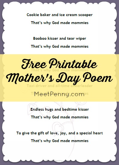 Printable Mother s Day Poem From Kids Free 