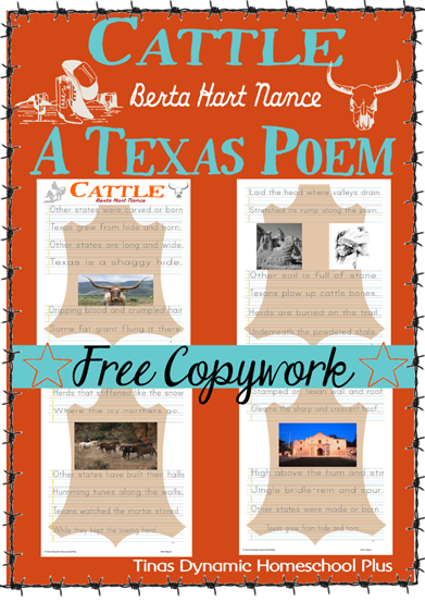 Free Copywork– “Cattle” A Texas Poem