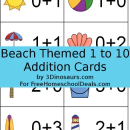 FREE Beach Themed 1 to 10 Addition Cards (instant download!)