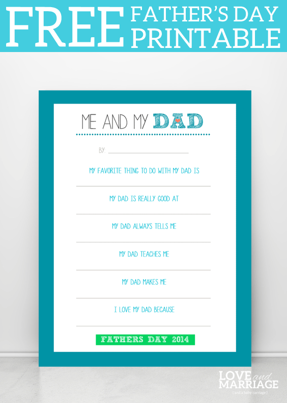 Father's Day Me and My Dad FREE Printable