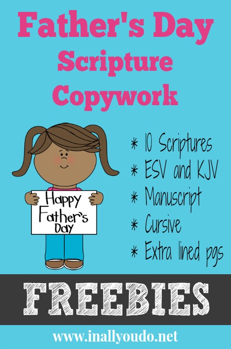 FREE Father's Day Scripture Copywork