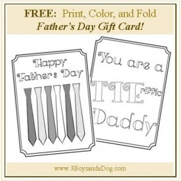 FREE Print and Color Father's Day Card