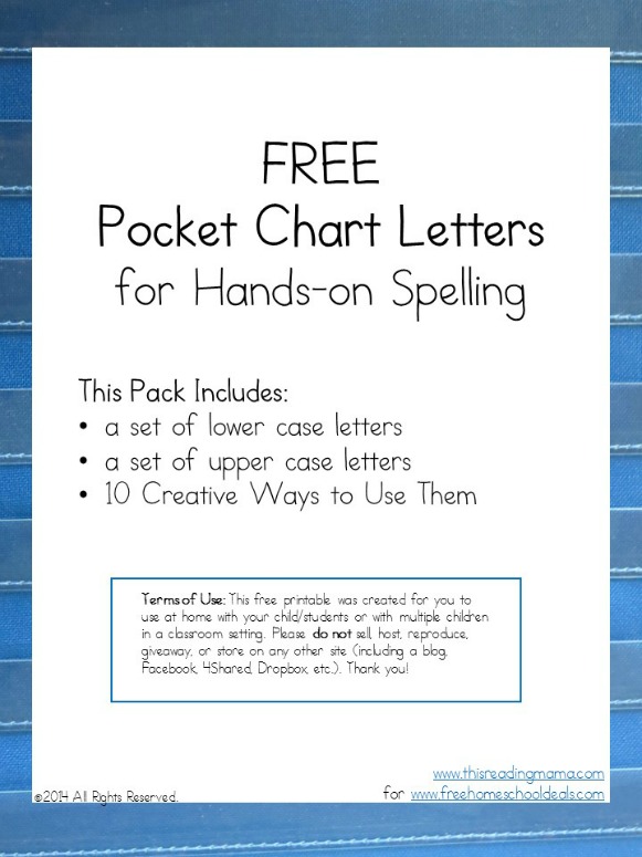 Free Pocket Chart Letters