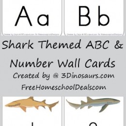 Free SHARK Themed ABC and Number Wall Card Printables