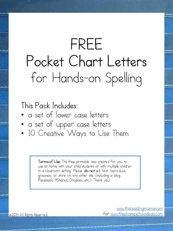 FREE Pocket Chart Letters for HandsOn Spelling Download