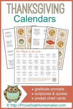 Subscriber Freebie: Thanksgiving and Gratitude Calendars and Printables