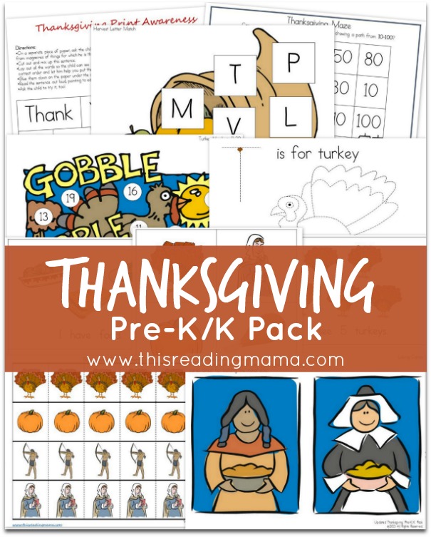 FREE Thanksgiving PreK-K Printables Pack