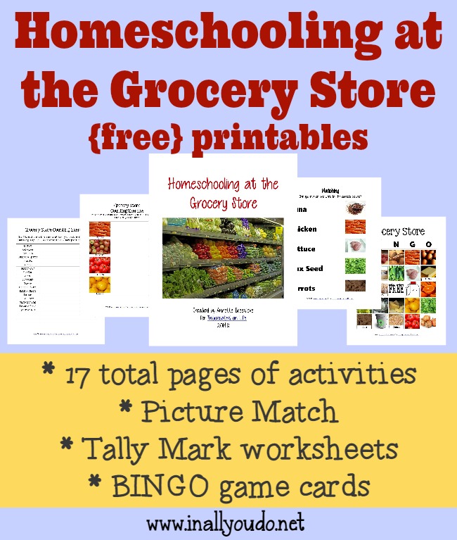 free homeschooling at the grocery store printables