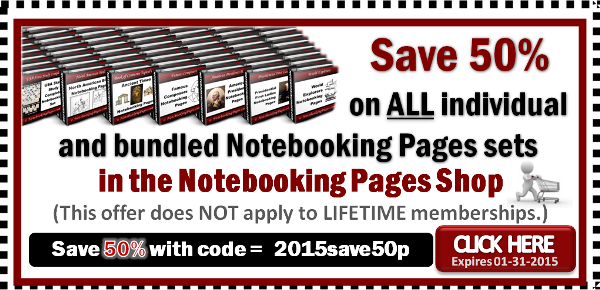 50% off notebooking pages sets!