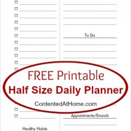 FREE Half Size Daily Planner