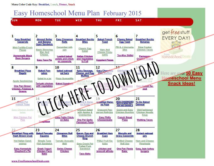 Easy Homeschool Meals Meal Plan