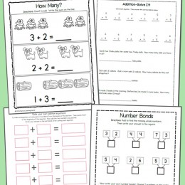 FREE ADDITION WORKSHEETS K-1: (instant download)