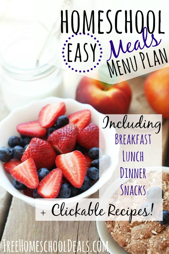 Easy Homeschool Meals Menu Plan