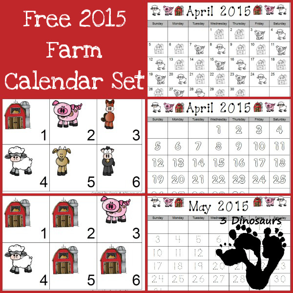 FREE Farm Themed Calendar for 2015