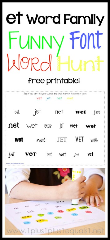 FREE Word Family Hunt Printables