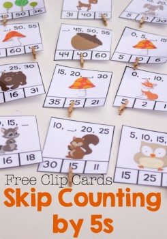FREE Skip Counting by 5 Clip Cards Printables