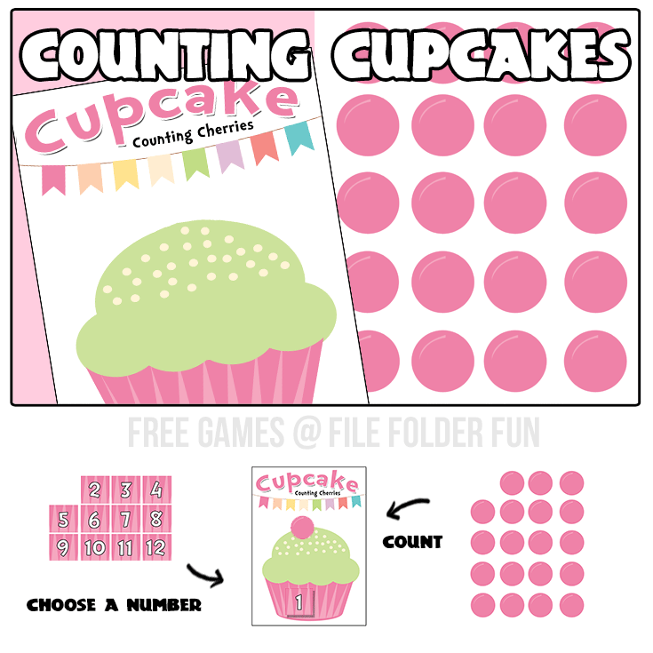 FREE Cupcake File Folder Counting Game