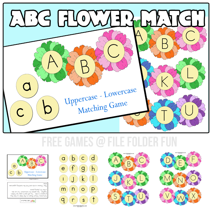 FREE Flower Themed ABC Matching Game 