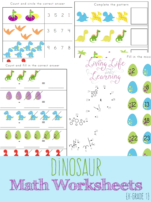 FREE Dinosaur Math Worksheets {15 page pack} 