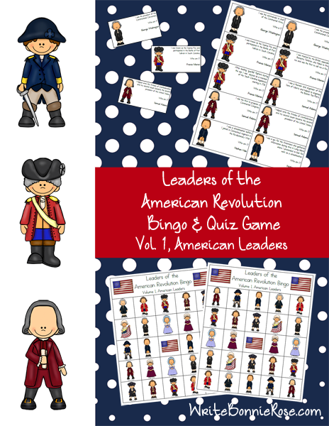 FREE Leaders of the American Revolution Bingo & Quiz Game, Volume 1 (American Leaders)