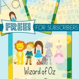 FREE Wizard of Oz Handwriting pages