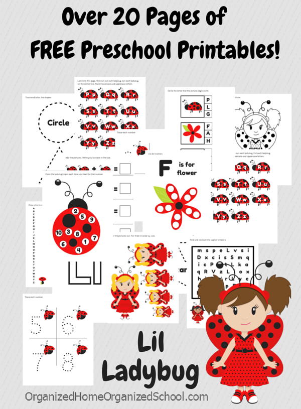 FREE Ladybug Preschool pack