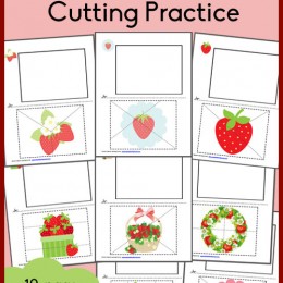 FREE Strawberry Themed Cutting Practice Worksheets