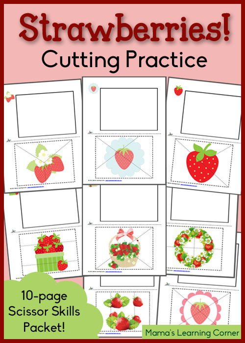 FREE Strawberry Themed Cutting Practice Worksheets