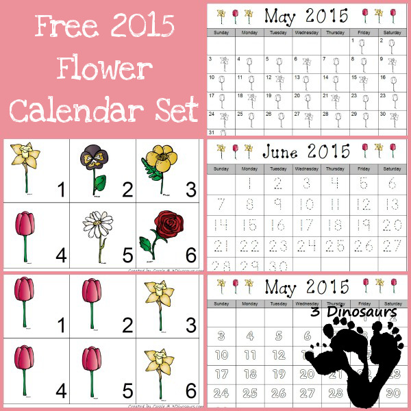 FREE Flower Calendar Set 2015