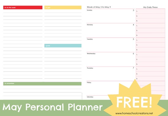 FREE personal Planner Pages for May