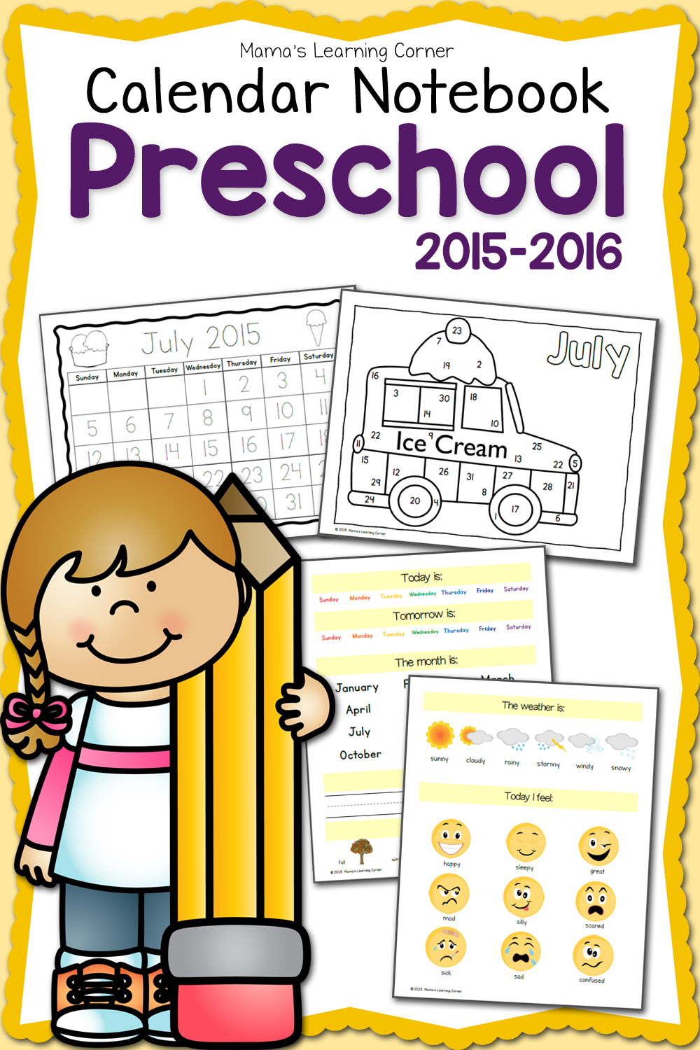 FREE Preschool Calendar Notebook for 201516 Free
