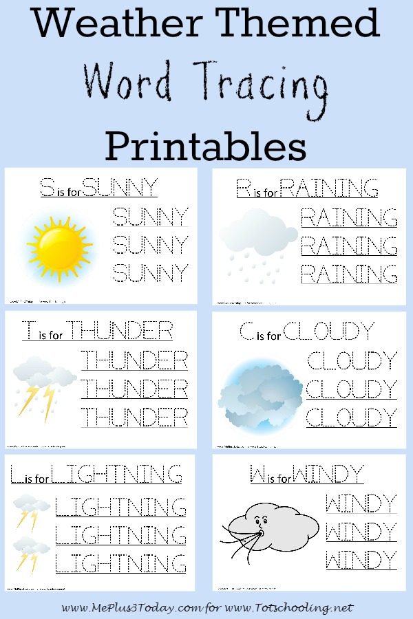 FREE Weather Word Tracing Printables