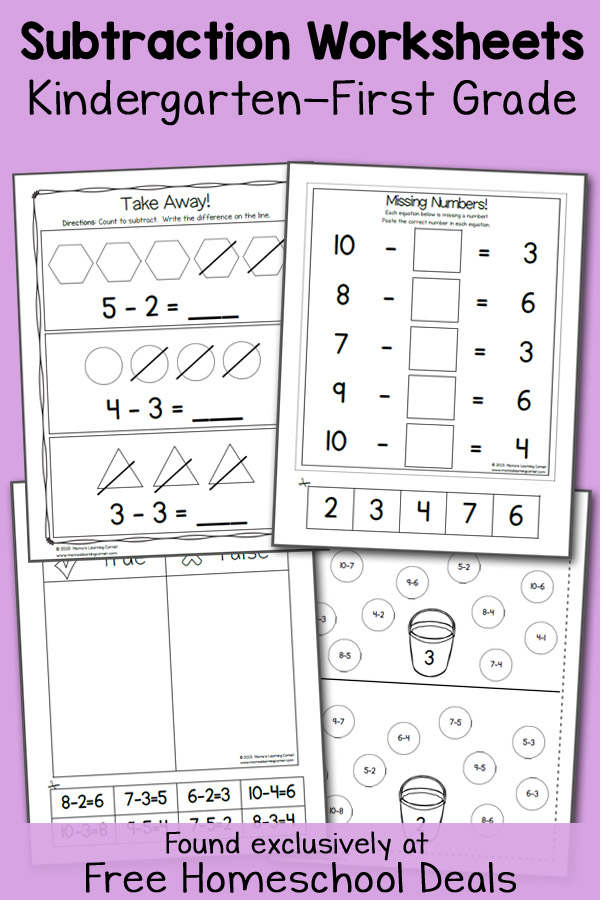 math subtraction worksheets for grade 1