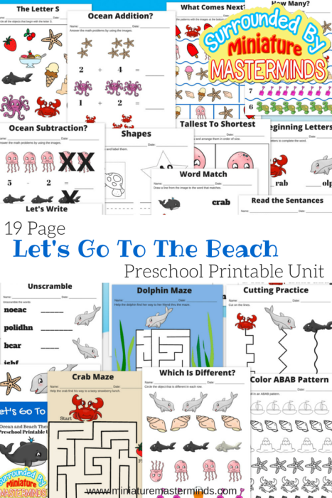 FREE Preschool Beach Pack