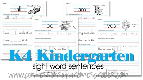 FREE K Sight Words Pack