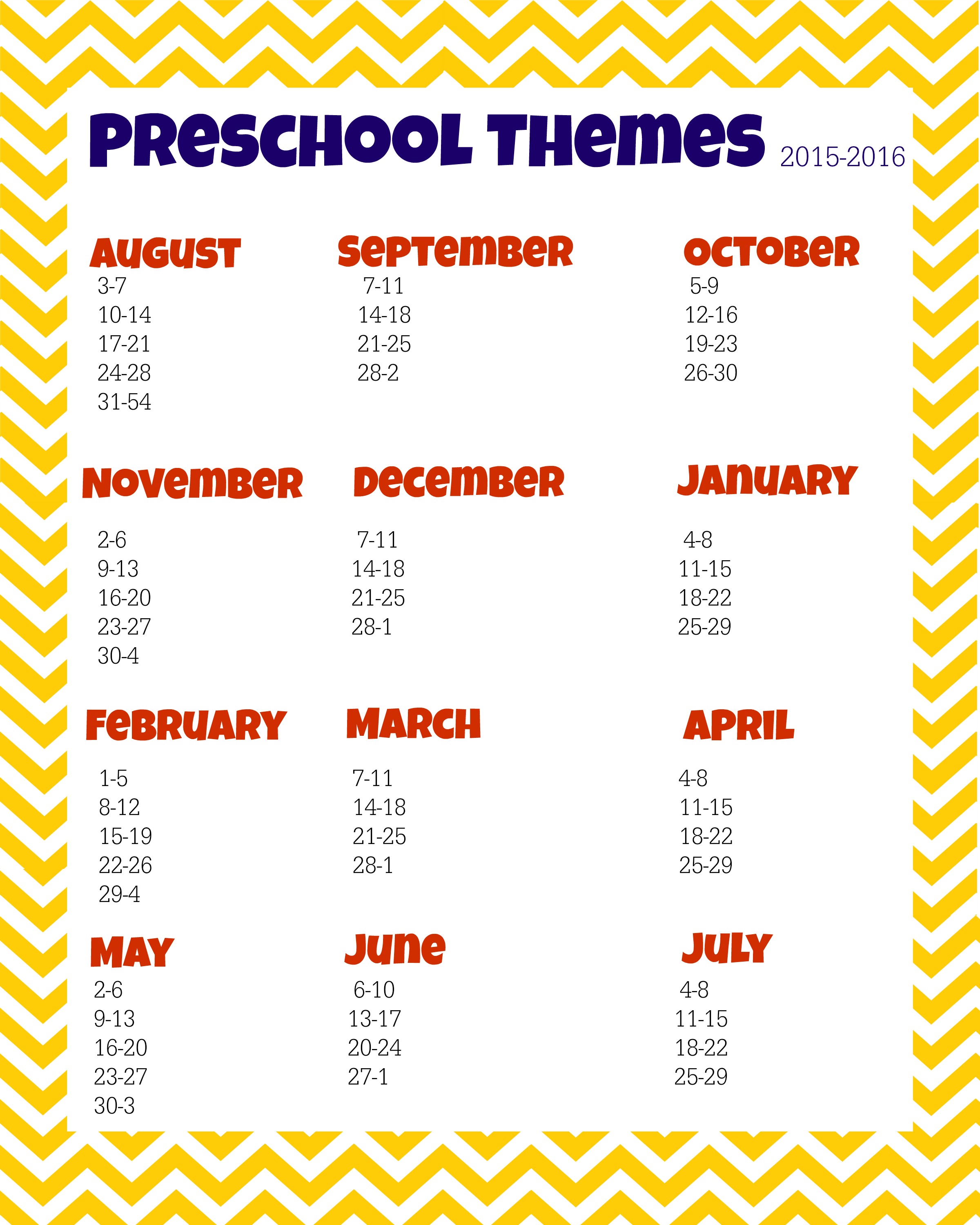 FREE Preschool Themes Planning Sheet