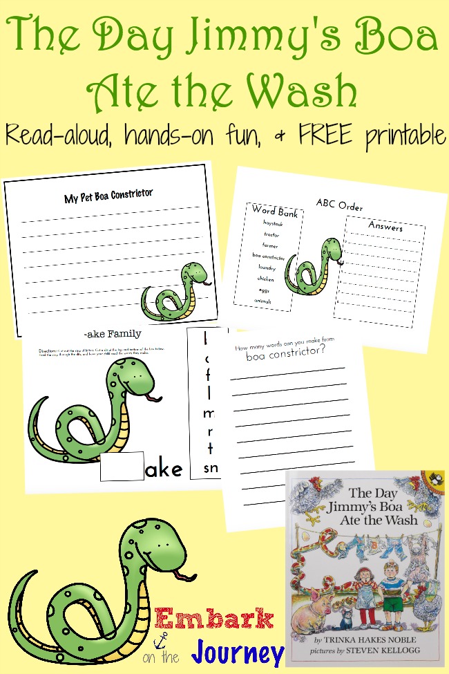 FREE Jimmy's Boa Printables