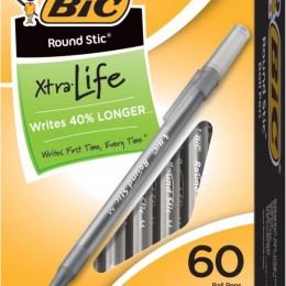 BIC 60 Count Round Stic Xtra Life Ball Pens Only $3!