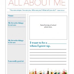 FREE All about me printables