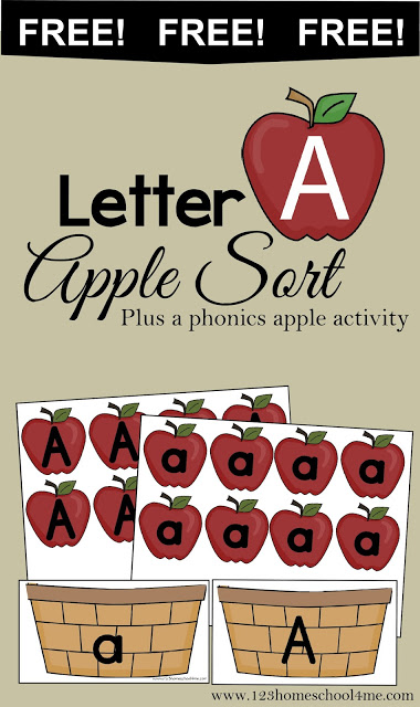 FREE Letter A Apple Sorting pack