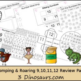 FREE Romping and Roaring Numbers Review Pack