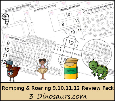 FREE Romping and Roaring Numbers Review Pack