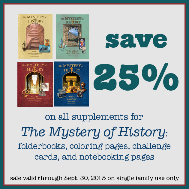 25% Off All Mystery of History Supplements