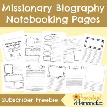 Free Missionary Biography Notebooking Pages