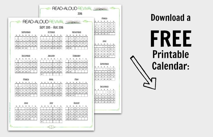 FREE Read Aloud Calendar