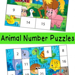 FREE Animal Number Puzzles